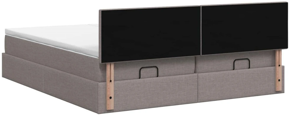 Otmana lova su matracsu ir LED Taupe 200 x 200 cm Audinys