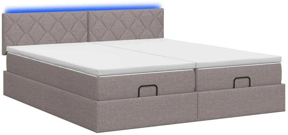 Otmana lova su matracsu ir LED Taupe 200 x 200 cm Audinys