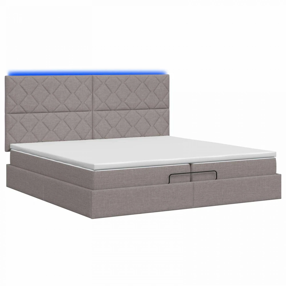 Otmana lova su matracsu ir LED Taupe 200 x 200 cm Audinys