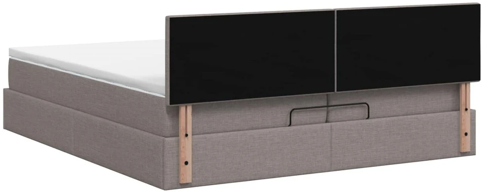 Otmana lova su matracsu ir LED Taupe 200 x 200 cm Audinys