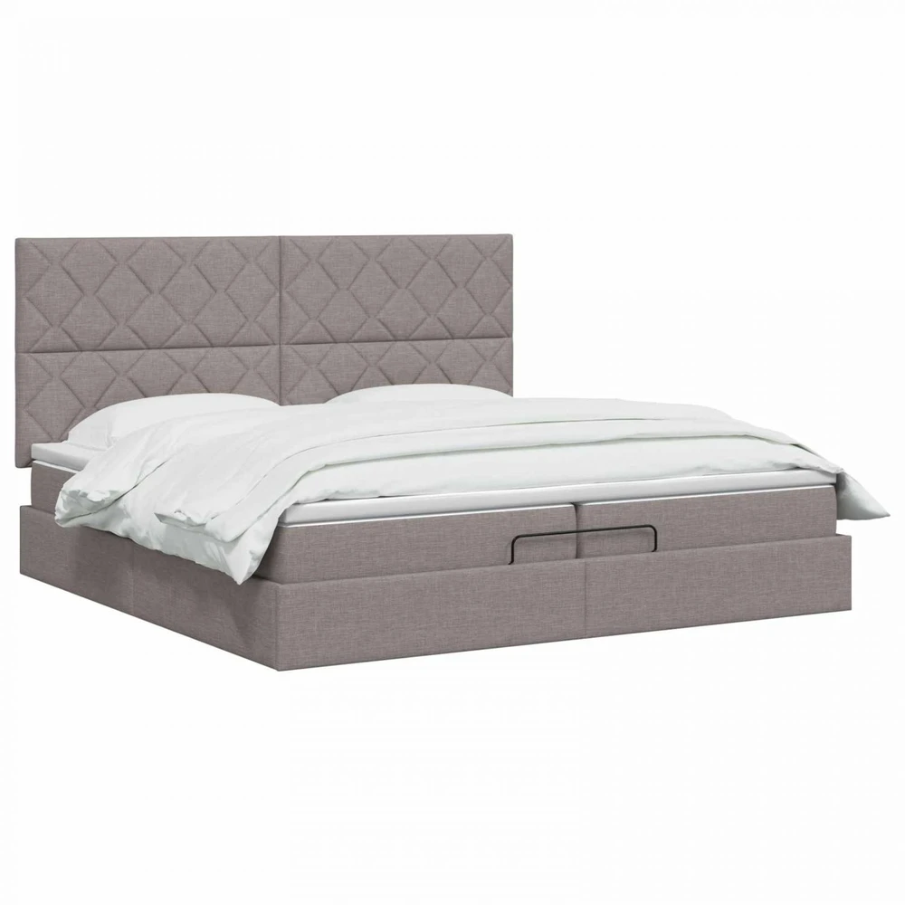 Otmana lova su matracsu ir LED Taupe 200 x 200 cm Audinys