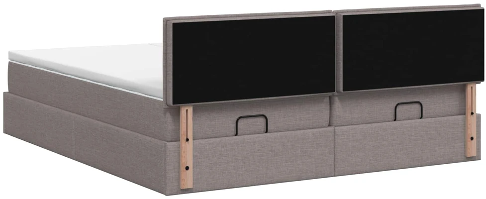 Otmana lova su matracsu ir LED Taupe 200 x 200 cm Audinys