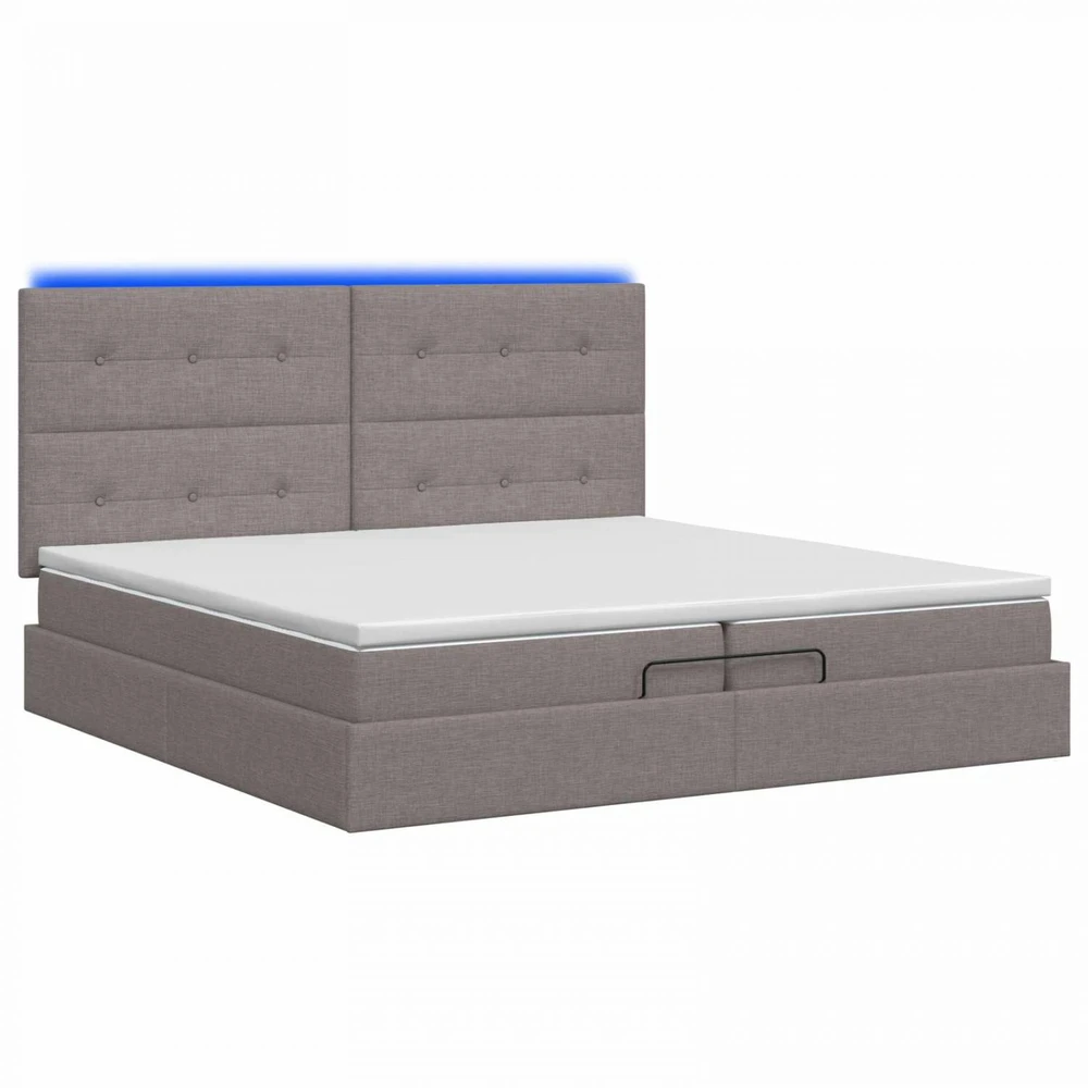 Otmana lova su matracsu ir LED Taupe 200 x 200 cm Audinys