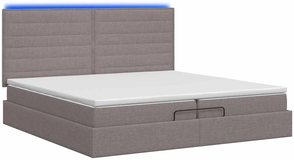 Otmana lova su matracsu ir LED Taupe 200 x 200 cm Audinys