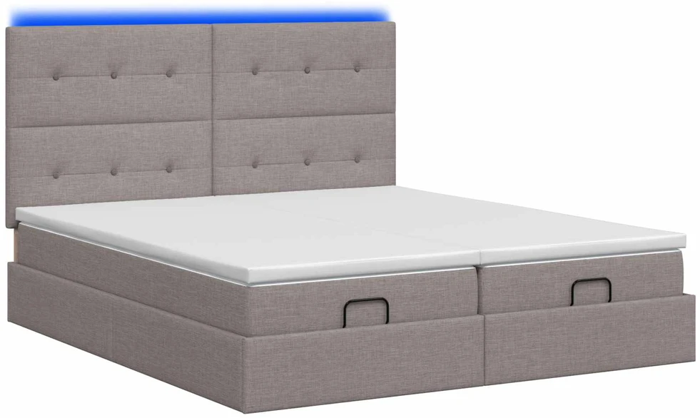 Otmana lova su matracsu ir LED Taupe 200 x 200 cm Audinys