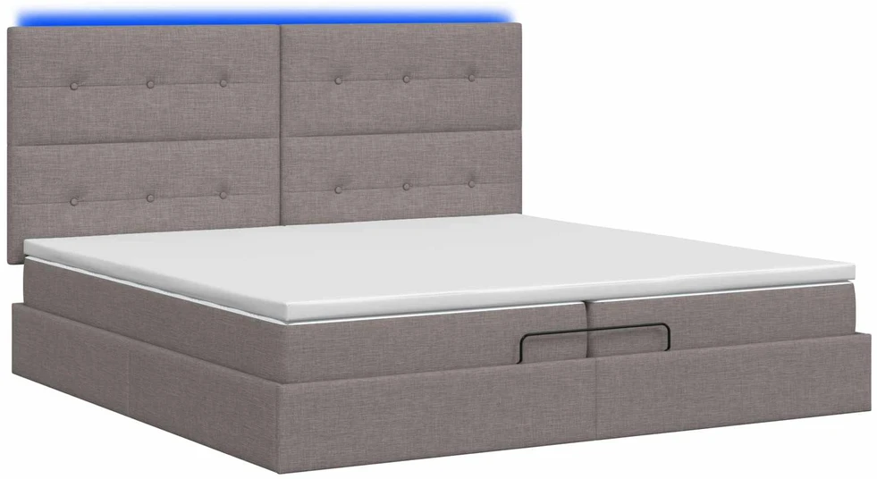 Otmana lova su matracsu ir LED Taupe 200 x 200 cm Audinys
