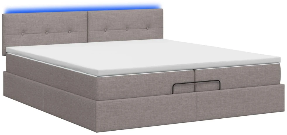 Otmana lova su matracsu ir LED Taupe 200 x 200 cm Audinys