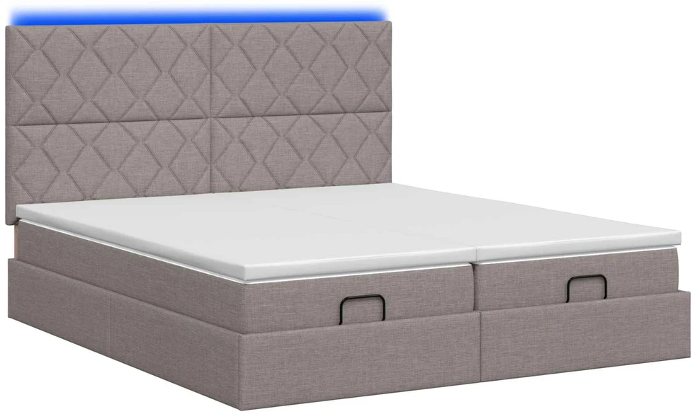 Otmana lova su matracsu ir LED Taupe 200 x 200 cm Audinys