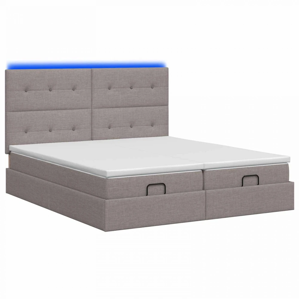 Otmana lova su matracsu ir LED Taupe 200 x 200 cm Audinys