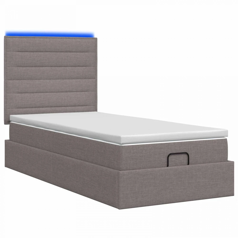 Otmana lova su matracsu ir LED Taupe 80 x 200 cm Audinys
