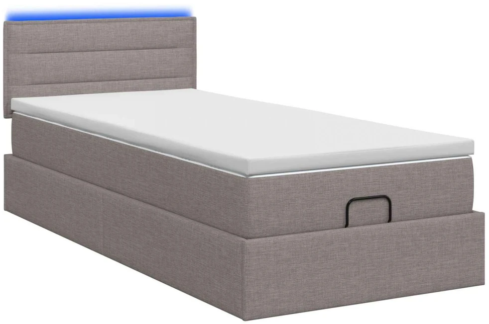 Otmana lova su matracsu ir LED Taupe 80 x 200 cm Audinys