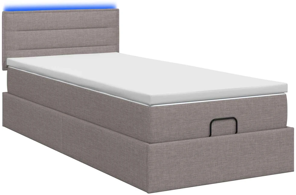 Otmana lova su matracsu ir LED Taupe 80 x 200 cm Audinys