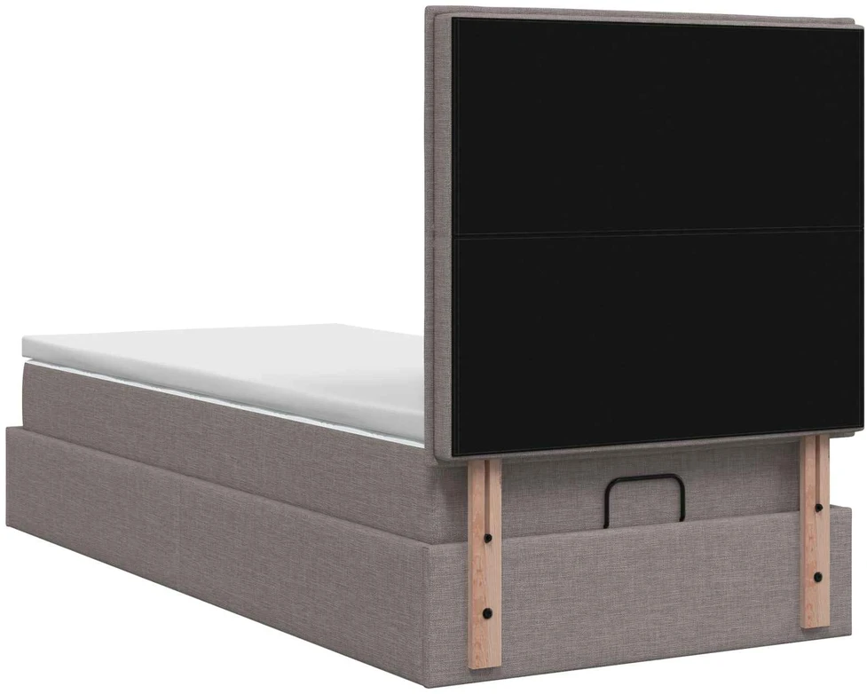 Otmana lova su matracsu ir LED Taupe 90 x 200 cm Audinys