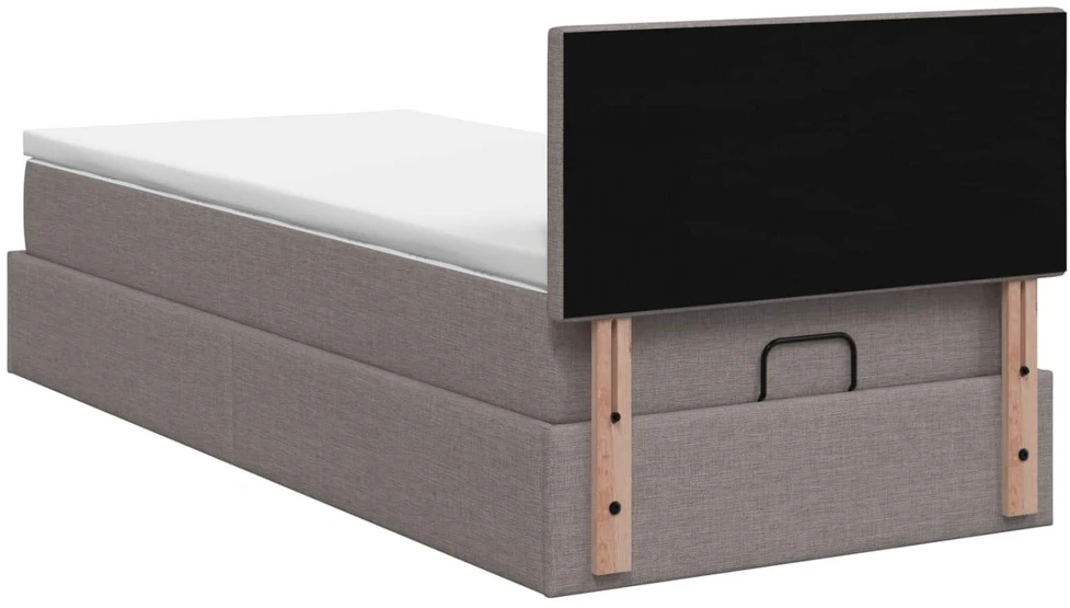 Otmana lova su matracsu ir LED Taupe 90 x 190 cm Audinys