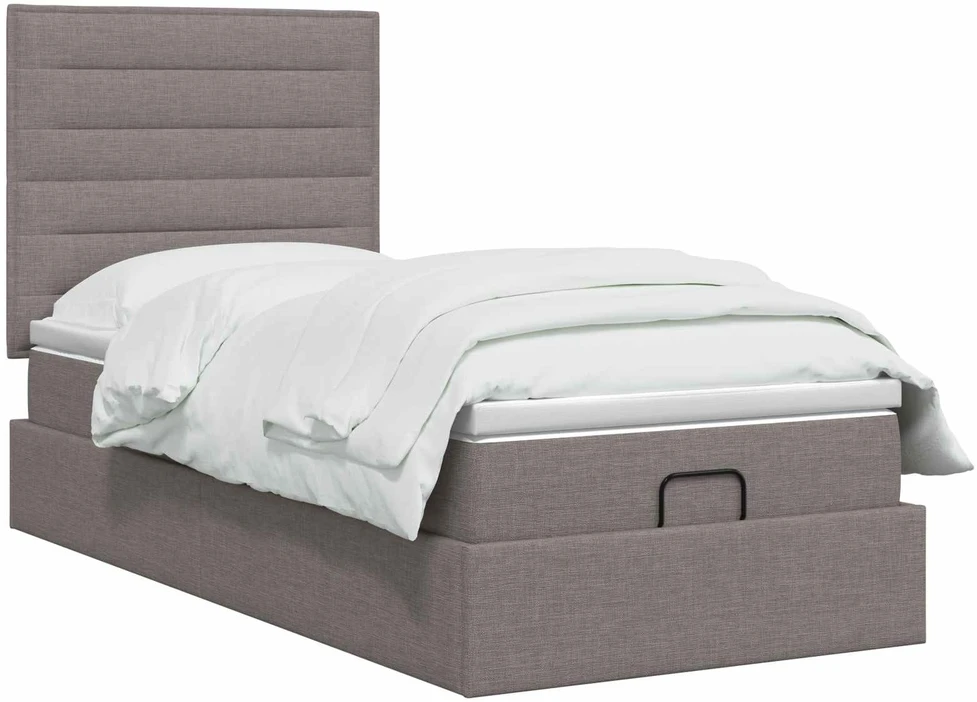 Otmana lova su matracsu ir LED Taupe 90 x 190 cm Audinys