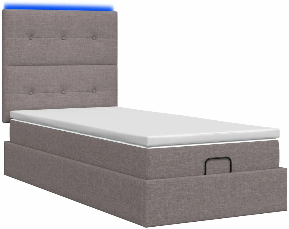 Otmana lova su matracsu ir LED Taupe 90 x 200 cm Audinys