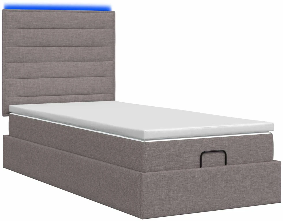 Otmana lova su matracsu ir LED Taupe 90 x 190 cm Audinys