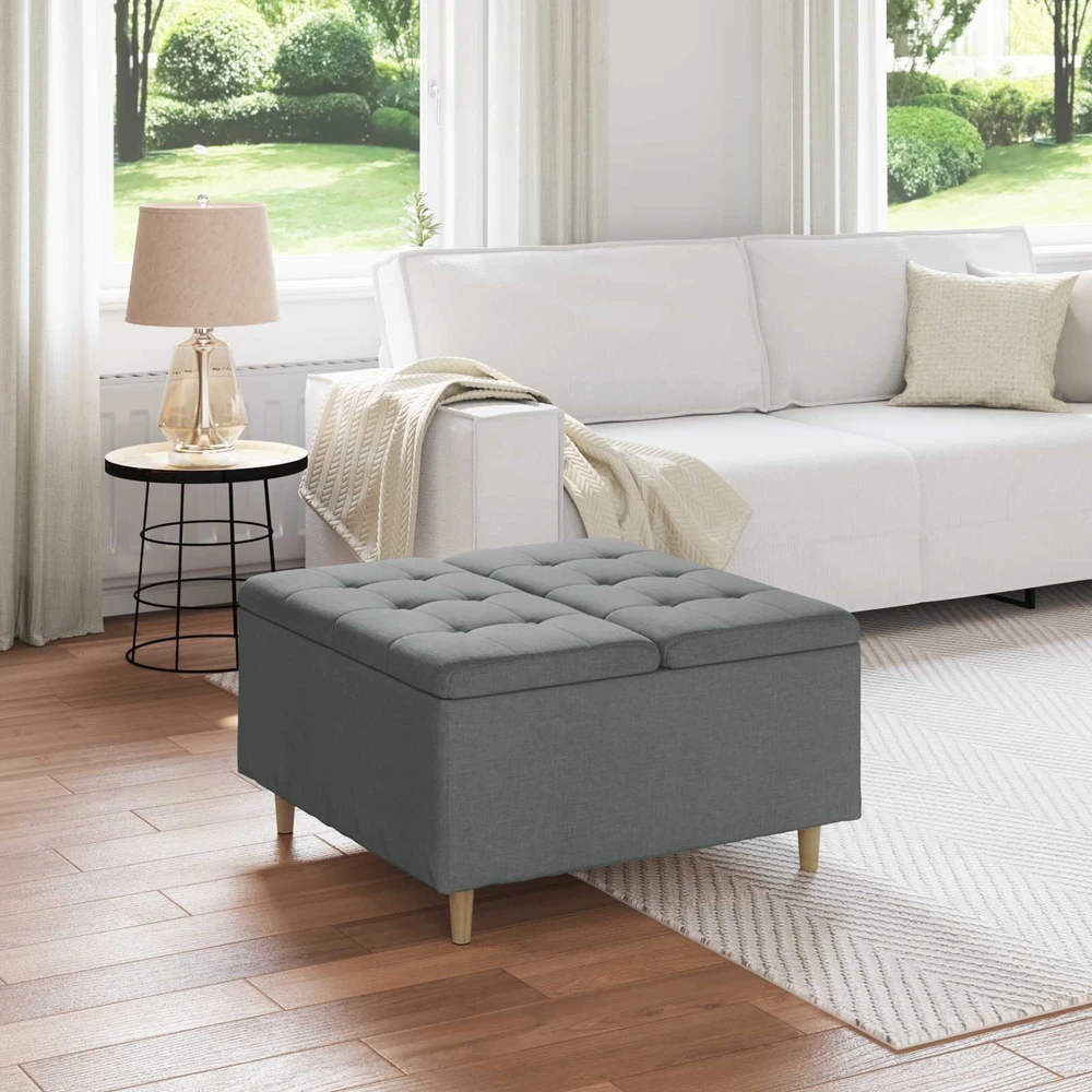Otmana su saugykla Tamsiai pilka 80 x 80 x 45 cm audinys