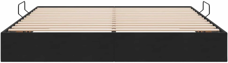Otomano lovos rėmas su saugykla Juoda 160 x 200 cm Aksomas
