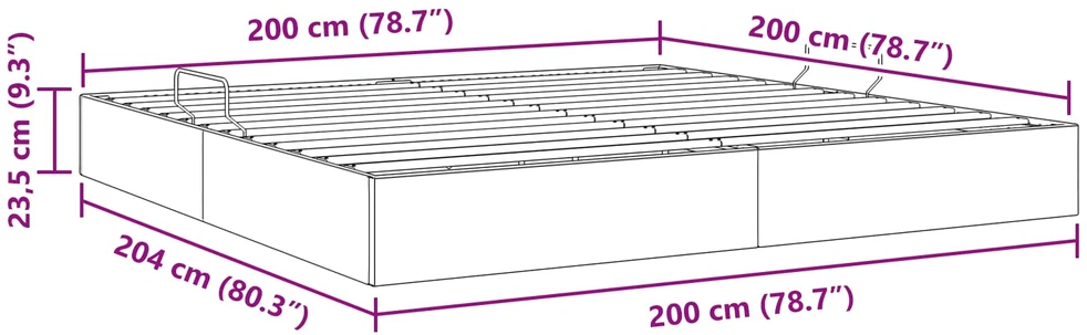 Otomano lovos rėmas Šviesiai pilka 200 x 200 cm Aksomas