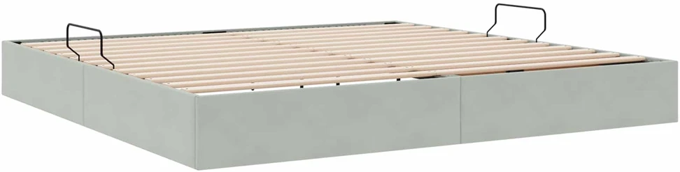Otomano lovos rėmas Šviesiai pilka 200 x 200 cm Aksomas