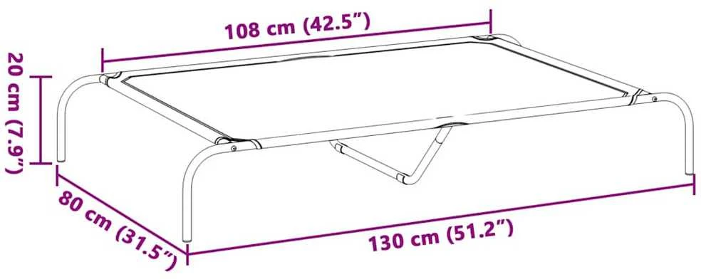 paaukštinta lova šuniui juoda 130x80x20 cm tekstilės ir plieno