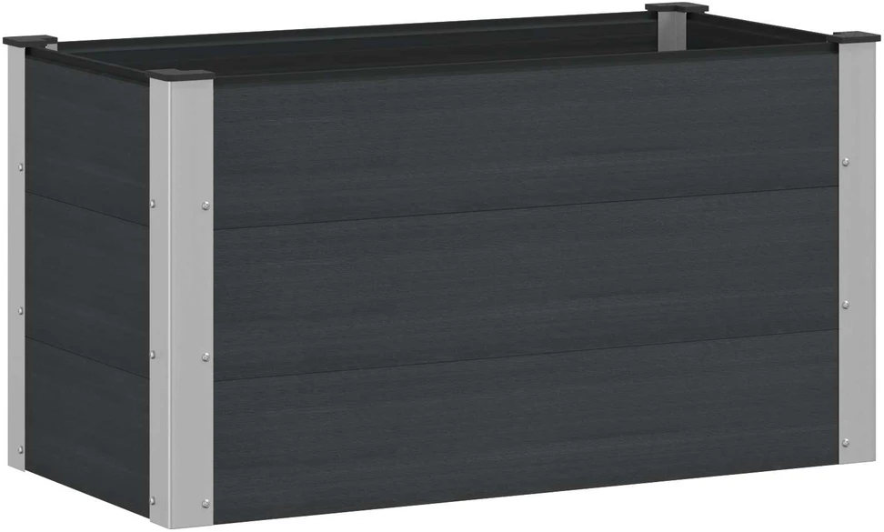 Paaukštinta sodo lova Juoda 100 x 50 x 54 cm WPC ir aliuminis