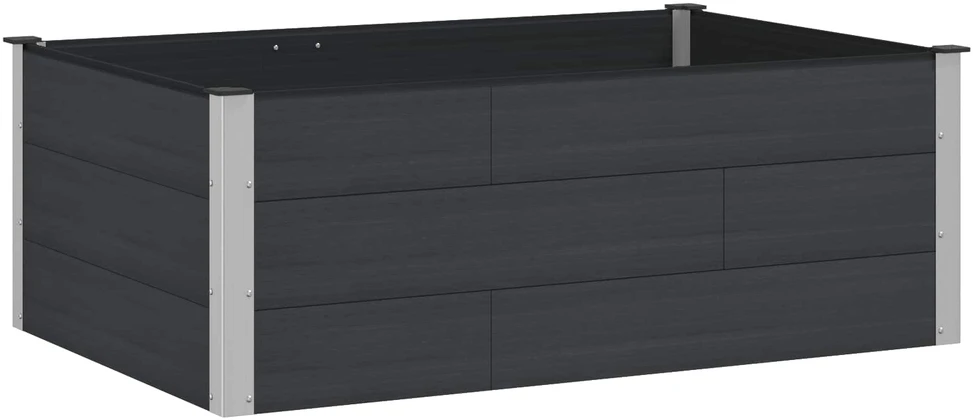 Paaukštinta sodo lova Juoda 150 x 100 x 54 cm WPC ir aliuminis