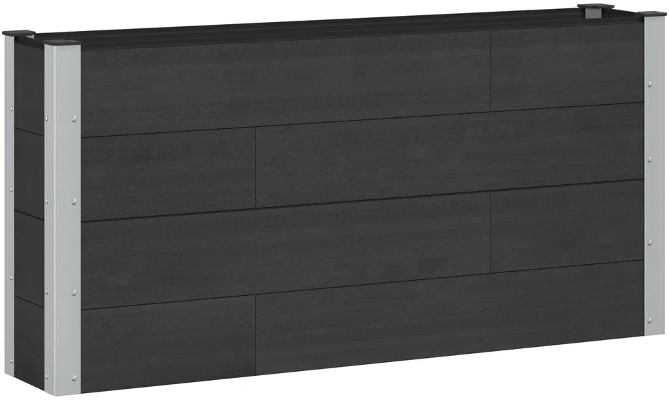 Paaukštinta sodo lova Juoda 150 x 30 x 72 cm WPC ir aliuminis