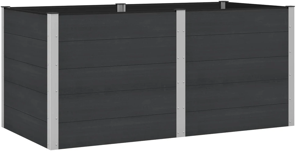 Paaukštinta sodo lova Juoda 200 x 100 x 91 cm WPC ir aliuminis