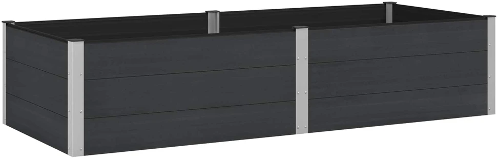 Paaukštinta sodo lova Juoda 250 x 100 x 54 cm WPC ir aliuminis