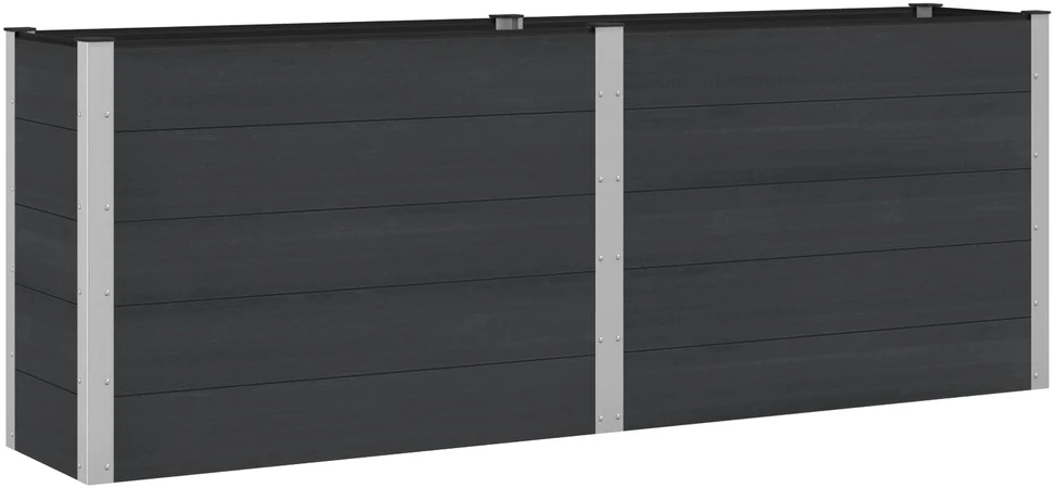 Paaukštinta sodo lova Juoda 250 x 50 x 91 cm WPC ir aliuminis