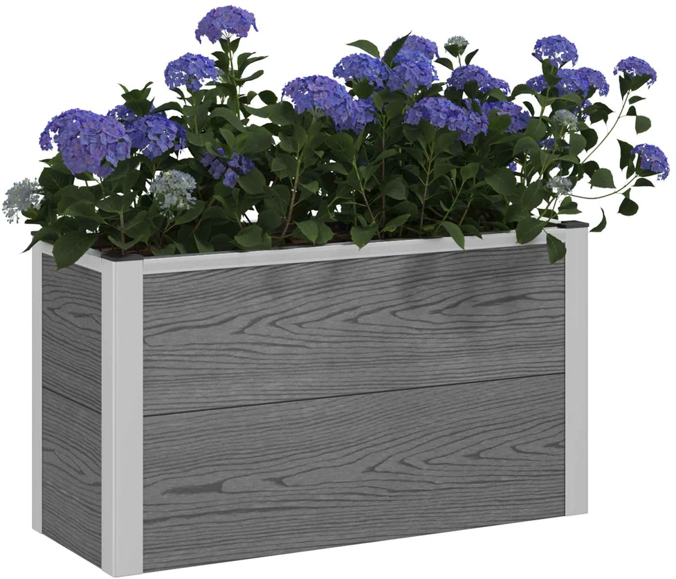 Paaukštinta sodo lova Pilka 75 x 30 x 42 cm WPC ir aliuminis