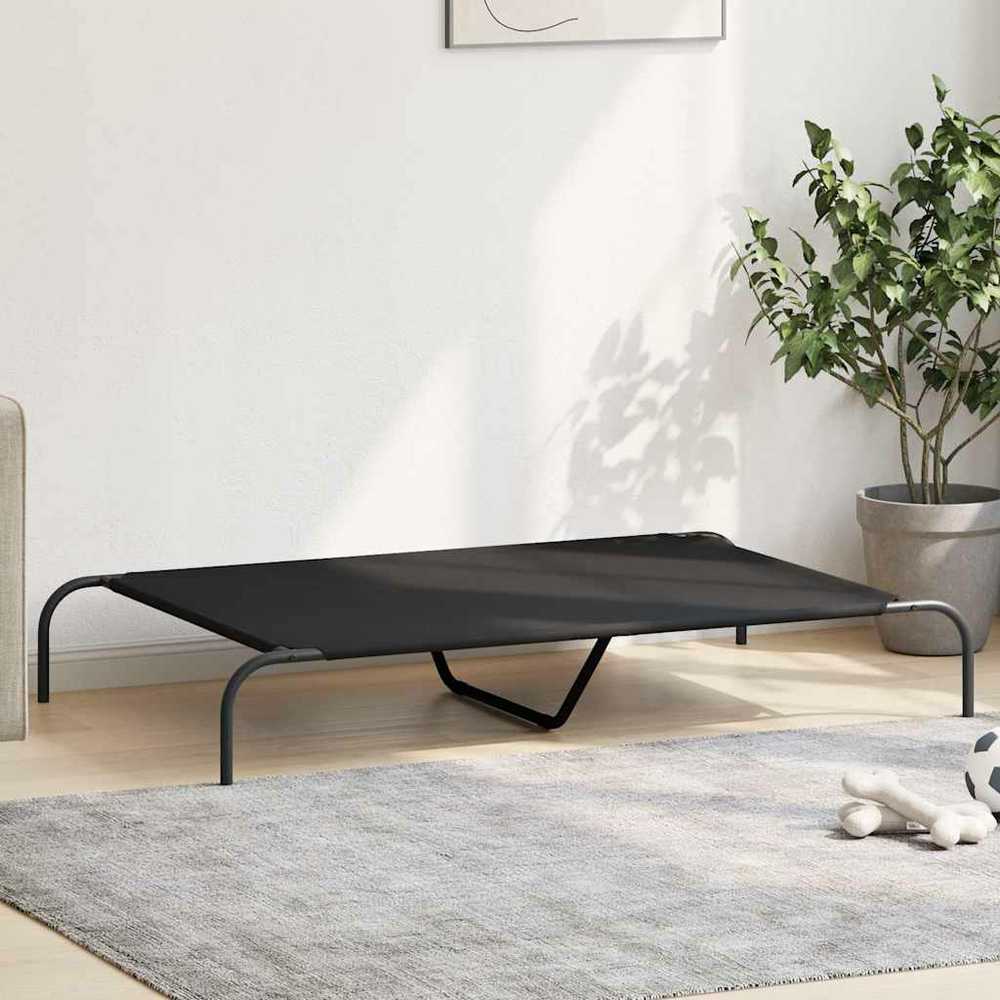 paaukštinta šunų lova juoda 130x80x20 cm Oksfordo audinys