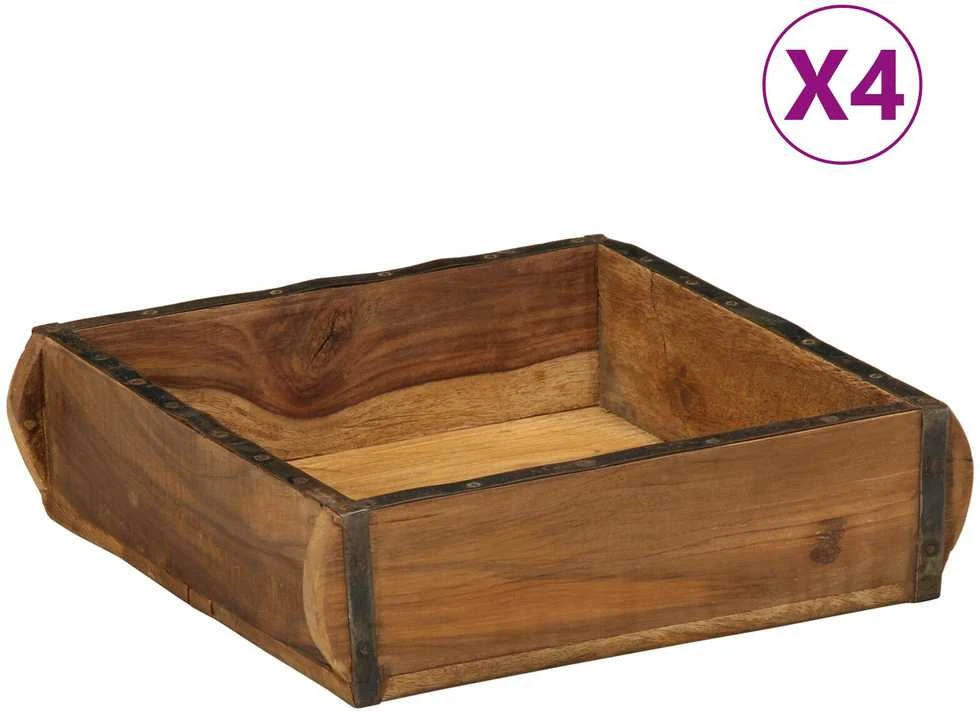 Padėklas 4 vnt. Ruda 29 x 31 x 10 cm Kietas atkurtas medis