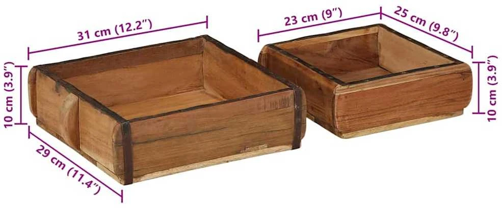 Padėklas 2 vnt. Ruda 29 x 31 x 10 cm Kietas atkurtas medis
