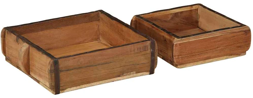 Padėklas 2 vnt. Ruda 29 x 31 x 10 cm Kietas atkurtas medis