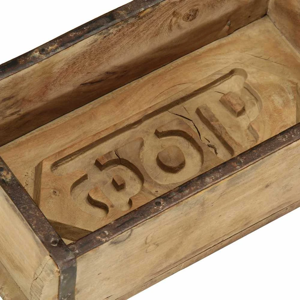 Padėklas su saugykla Ruda 30 x 15 x 9 cm Kietas atkurtas medis