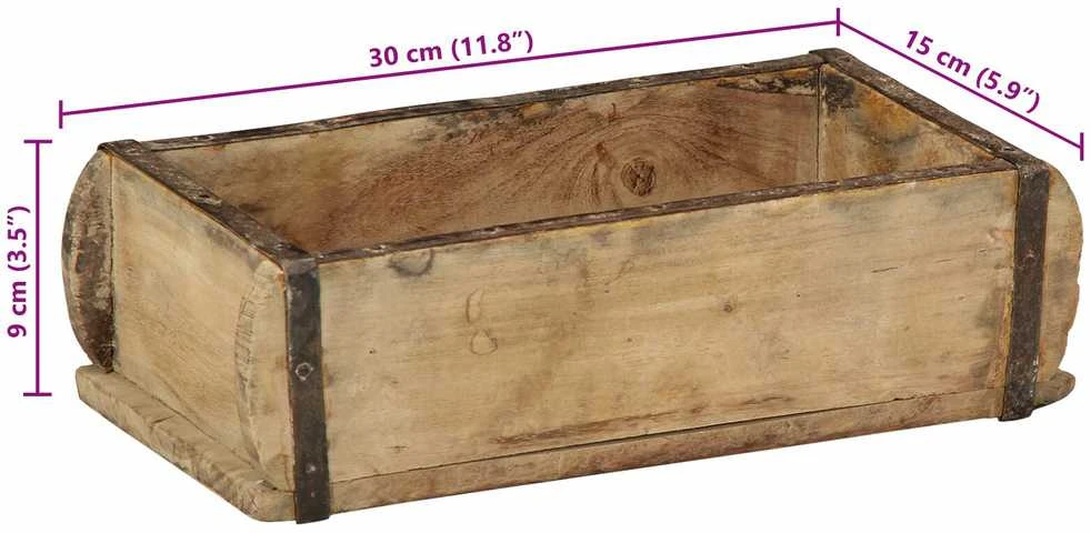 Padėklas su saugykla Ruda 30 x 15 x 9 cm Kietas atkurtas medis