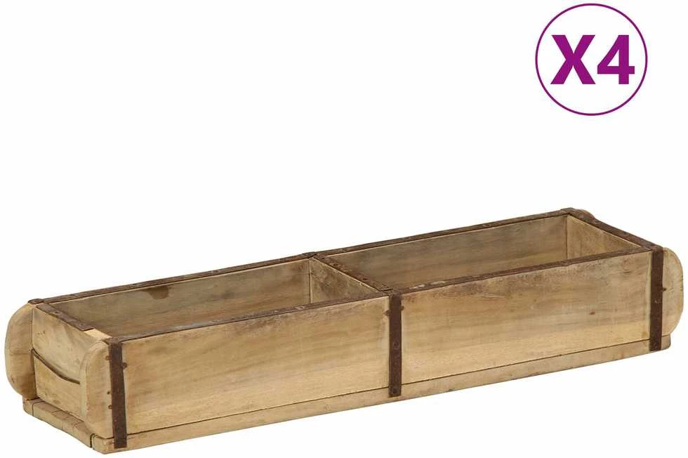 Padėklas 4 vnt. Ruda 57 x 15 x 9 cm Kietas atkurtas medis