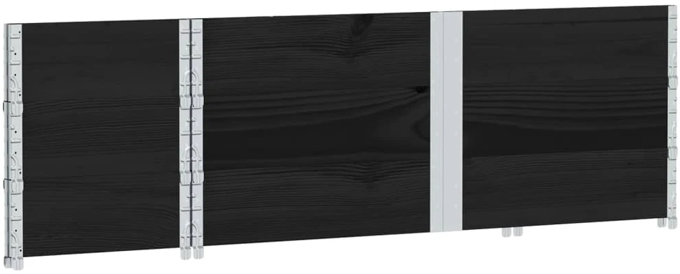 Padėklų apvadai, 3vnt., juodi, 150x50cm, pušies masyvas