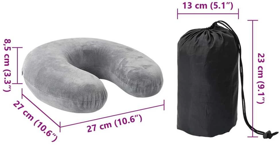 Kelioninis kaklo pagalvė Pilka Atminties putos 27 x 27 x 8,5 cm