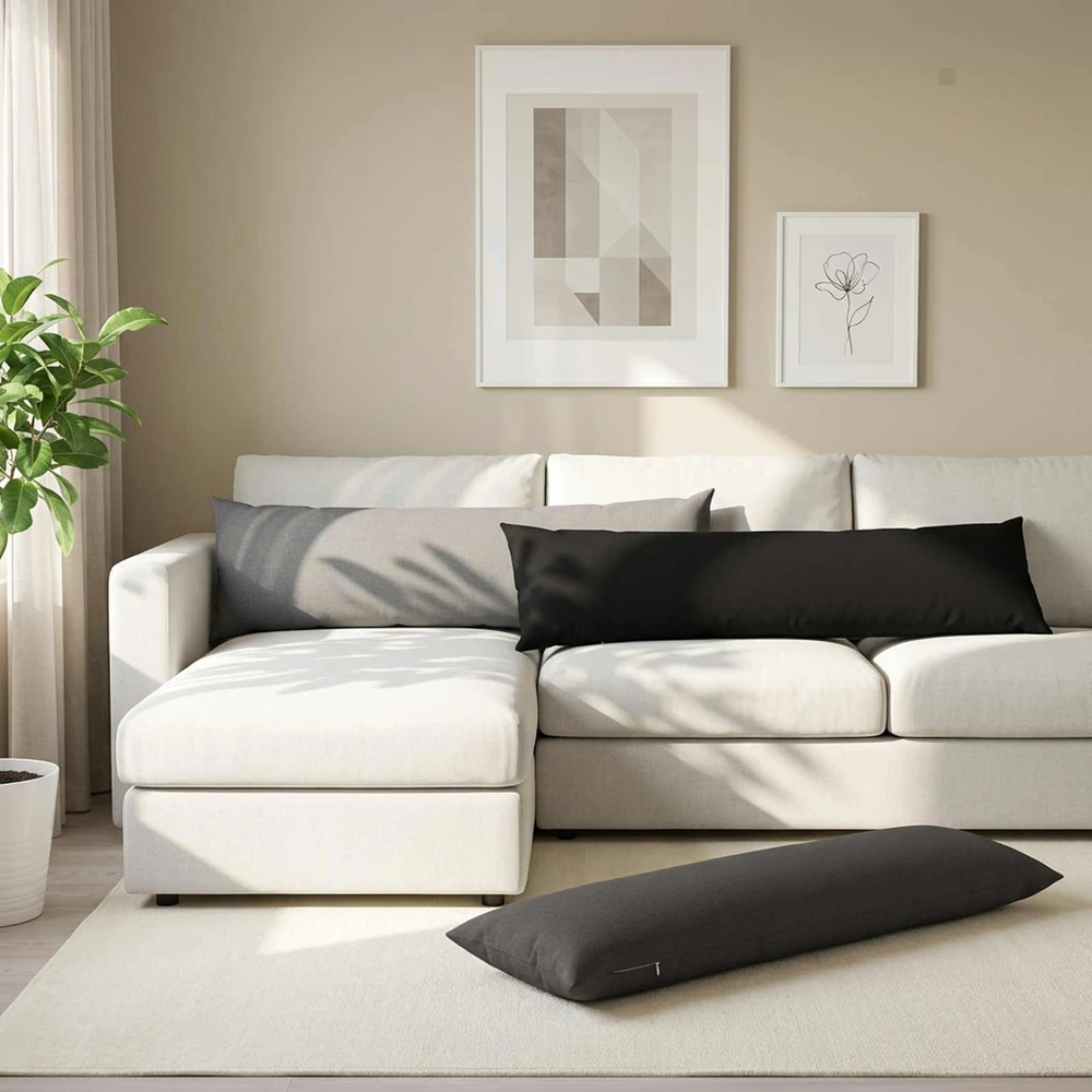 Pagalvėlė su pagalve HEERLEN Juoda 40 x 145 cm Audinys