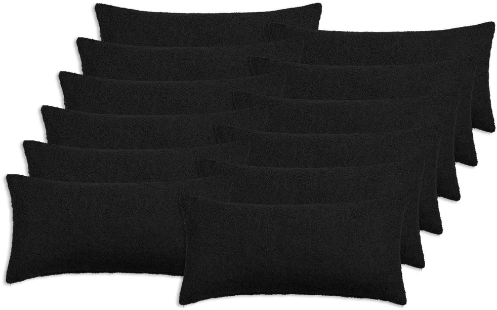 Pagalvėlės užvalkalas 12 pcs HEERLEN Juoda 40 x 80 cm Bouclé