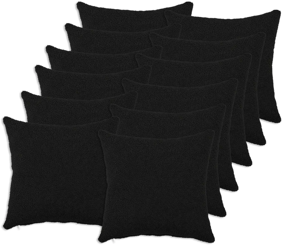 Pagalvėlės užvalkalas 12 pcs HEERLEN Juoda 40 x 40 cm Bouclé