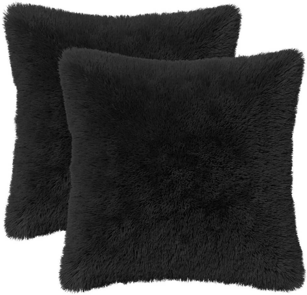 Pagalvėlės užvalkalas 2 pcs HEERLEN Juoda 35 x 35 cm PV pūkinis