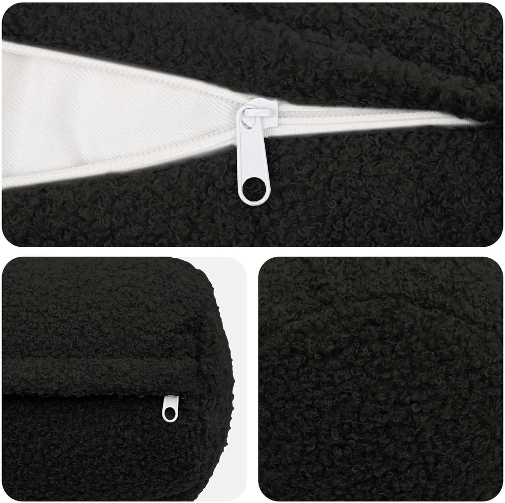 Pagalvėlės užvalkalas 2 pcs HEERLEN Juoda Ø 15 x 40 cm Bouclé
