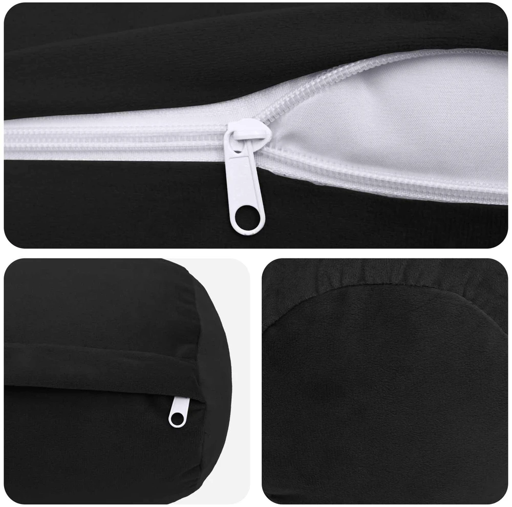 Pagalvėlės užvalkalas 2 pcs HEERLEN Juoda Ø 15 x 40 cm Aksomas