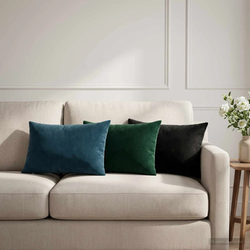 Pagalvėlės užvalkalas 2 pcs HEERLEN Juoda 30 x 50 cm Aksomas