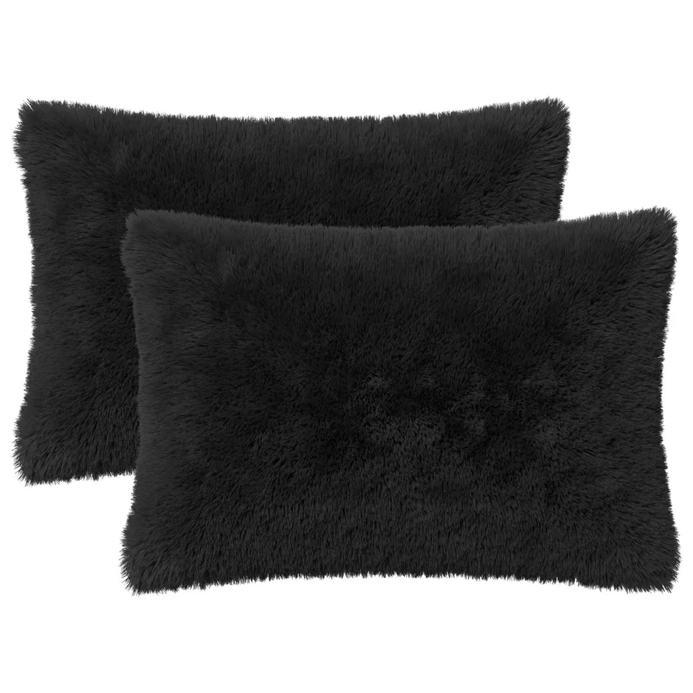 Pagalvėlės užvalkalas 2 pcs HEERLEN Juoda 40 x 60 cm PV pūkinis